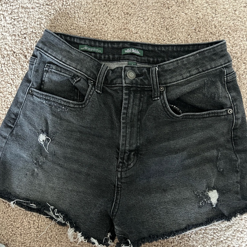 Wild Fable Black Distressed High-Rise Denim Shorts